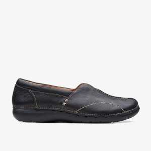 Saboti Dama Clarks Un Loop Stride Black Leather Negrii | 981654QUT
