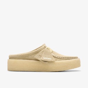 Saboti Dama Clarks Wallabee Cup Lo Light Maple Albastru Deschis | 572893UQB