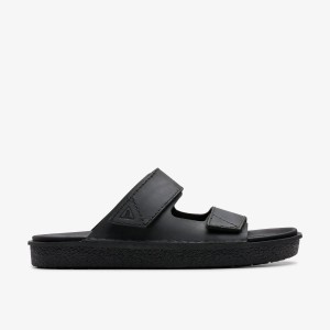 Sandale Barbati Clarks Litton Strap Black Leather Negrii | 842630CGJ