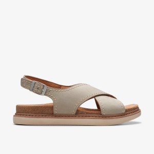 Sandale Dama Clarks Arwell Sling Stone Nubuck Gri | 298147IBZ