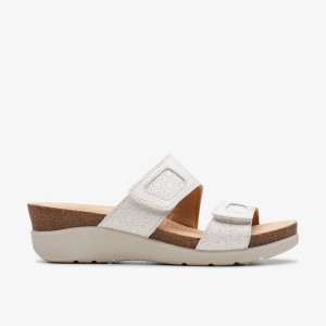 Sandale Dama Clarks Calenne Maye White Leather Albi | 651278WFZ