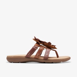 Sandale Dama Clarks Elizabelle Mae Tan Combination Maro | 629714PVY