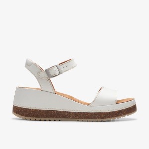 Sandale Dama Clarks Kassanda Lily Off White Leather Albi | 506421ERI
