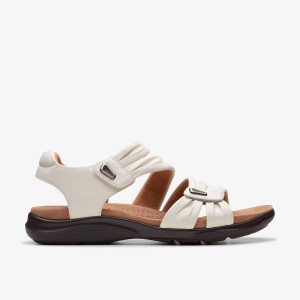 Sandale Dama Clarks Kitly Ave Off White Leather Albi | 512806GEN