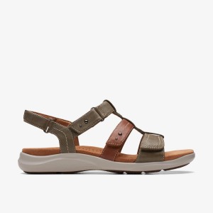 Sandale Dama Clarks Kitly Step Olive Combination Masline Verzi | 231690GSA