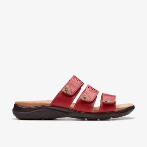 Sandale Dama Clarks Kitly Walk Cherry Leather Roz | 183542KQY