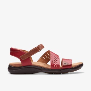 Sandale Dama Clarks Kitly Way Cherry Leather Roz | 947836BNE