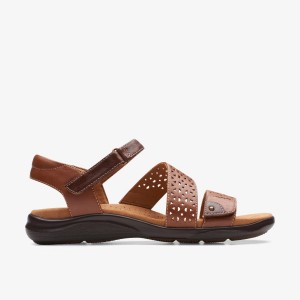 Sandale Dama Clarks Kitly Way Tan Leather Maro | 143852NKL
