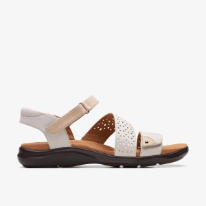 Sandale Dama Clarks Kitly Way White Leather Albi | 301947OTI