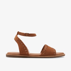 Sandale Dama Clarks Maritime May Tan Suede Maro | 147659VWX