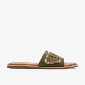 Sandale Dama Clarks Maritime Mule Olive Suede Masline Verzi | 127489NMJ