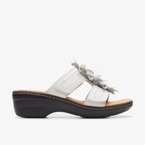 Sandale Dama Clarks Merliah Raelyn White Leather Albi | 061537YMB