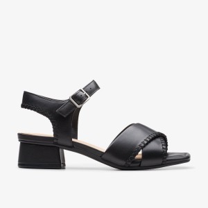 Sandale Dama Clarks Serina 35 Cross Black Leather Negrii | 260543KOI