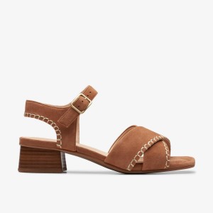 Sandale Dama Clarks Serina 35 Cross Tan Suede Maro | 534278BRD