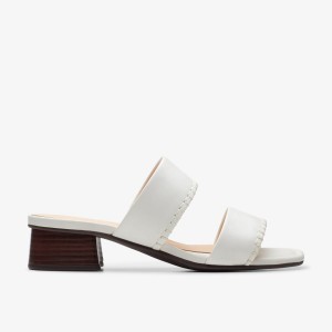 Sandale Dama Clarks Serina 35 Mule Off White Leather Albi | 496802MSE