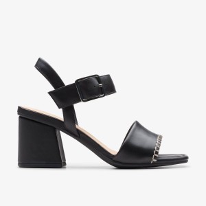 Sandale Dama Clarks Siara 65 Buckle Black Leather Negrii | 261309NOW