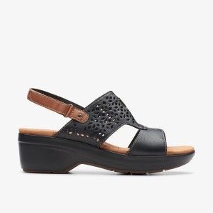 Sandale Dama Clarks Tuleah Sun Black Leather Negrii | 241893LWD