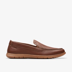 Slip On & Loafers Barbati Clarks Flexway Step Light Brown Leather Maro Deschis | 794082KNB