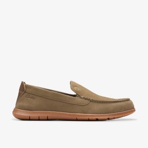 Slip On & Loafers Barbati Clarks Flexway Step Olive Suede Masline Verzi | 095376QVS