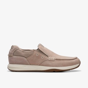 Slip On & Loafers Barbati Clarks Sailview Step Light Grey Nubuck Gri Deschis | 293674ZPK
