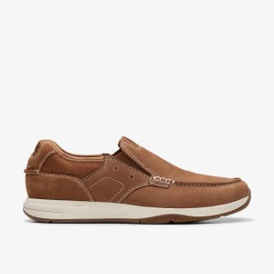 Slip On & Loafers Barbati Clarks Sailview Step Light Tan Nubuck Maro Deschis | 423819ZDL