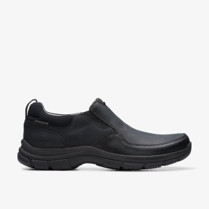 Slip On & Loafers Barbati Clarks Walpath Step Black Leather Negrii | 534296NTD