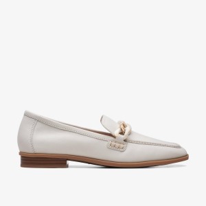Slip Ons Dama Clarks Sarafyna Iris White Leather Albi | 176280GWC
