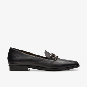 Slip Ons Dama Clarks Sarafyna Rae Black Leather Negrii | 247086HJN