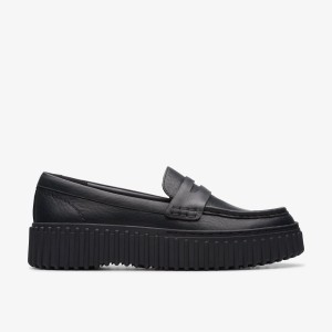 Slip Ons Dama Clarks Torhill Penny Black Leather Negrii | 709231QVX