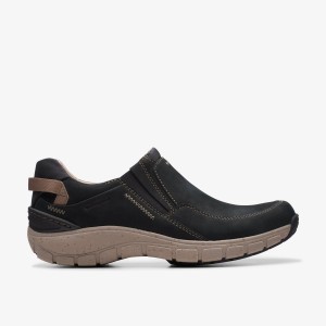 Slip Ons Dama Clarks Wave Plateau Black Nubuck Negrii | 084152UKD