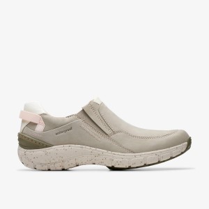 Slip Ons Dama Clarks Wave Plateau Stone Nubuck Gri | 320591QKW