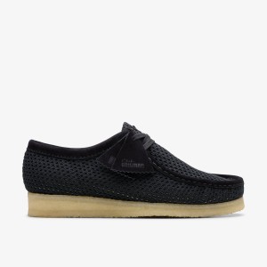 Wallabees Barbati Clarks Wallabee Black Mesh Negrii | 429618BJA