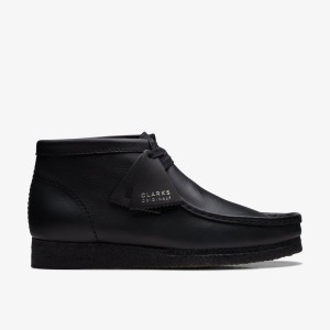 Wallabees Barbati Clarks Wallabee Boot Black Leather Negrii | 402783JTS