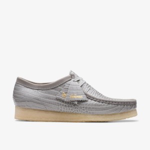 Wallabees Barbati Clarks Wallabee Grey Crocodile Print Gri | 875039KGT