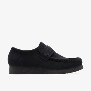 Wallabees Barbati Clarks Wallabee Loafer Black Suede Negrii | 093827WJV